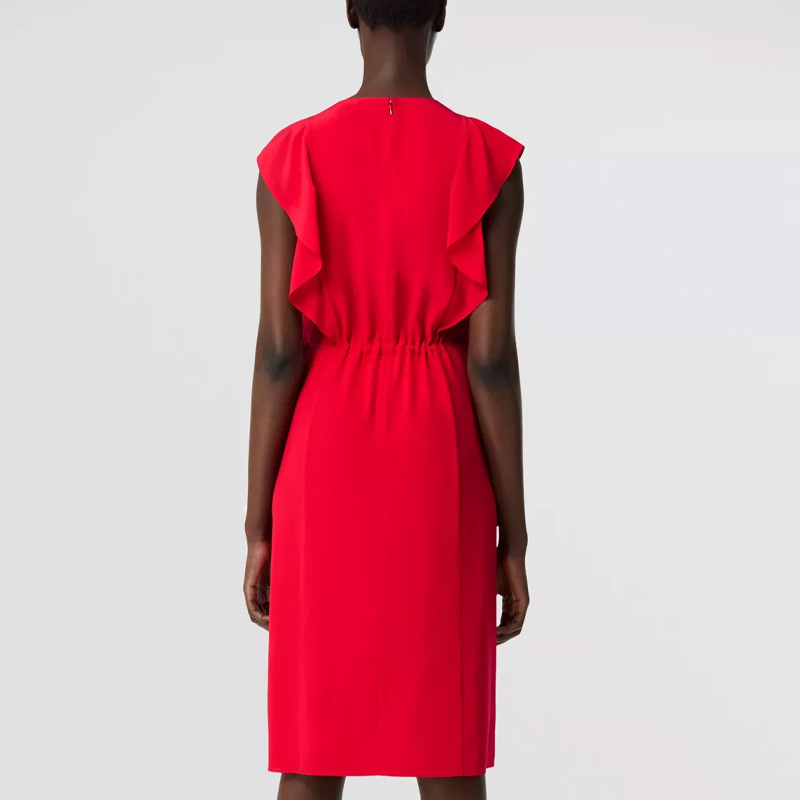(Women) Burberry SS22  Sleeveless Midi Dress with Pleated Detail Bright Red. 80520251 圖 4