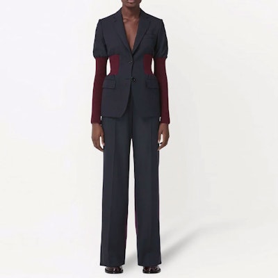 (Women) Burberry SS22 Slim-Fit Color-Block Blazer Black 80486591 Lookbook (Women) Burberry SS22 Slim-Fit Color-Block Blazer Black 80486591