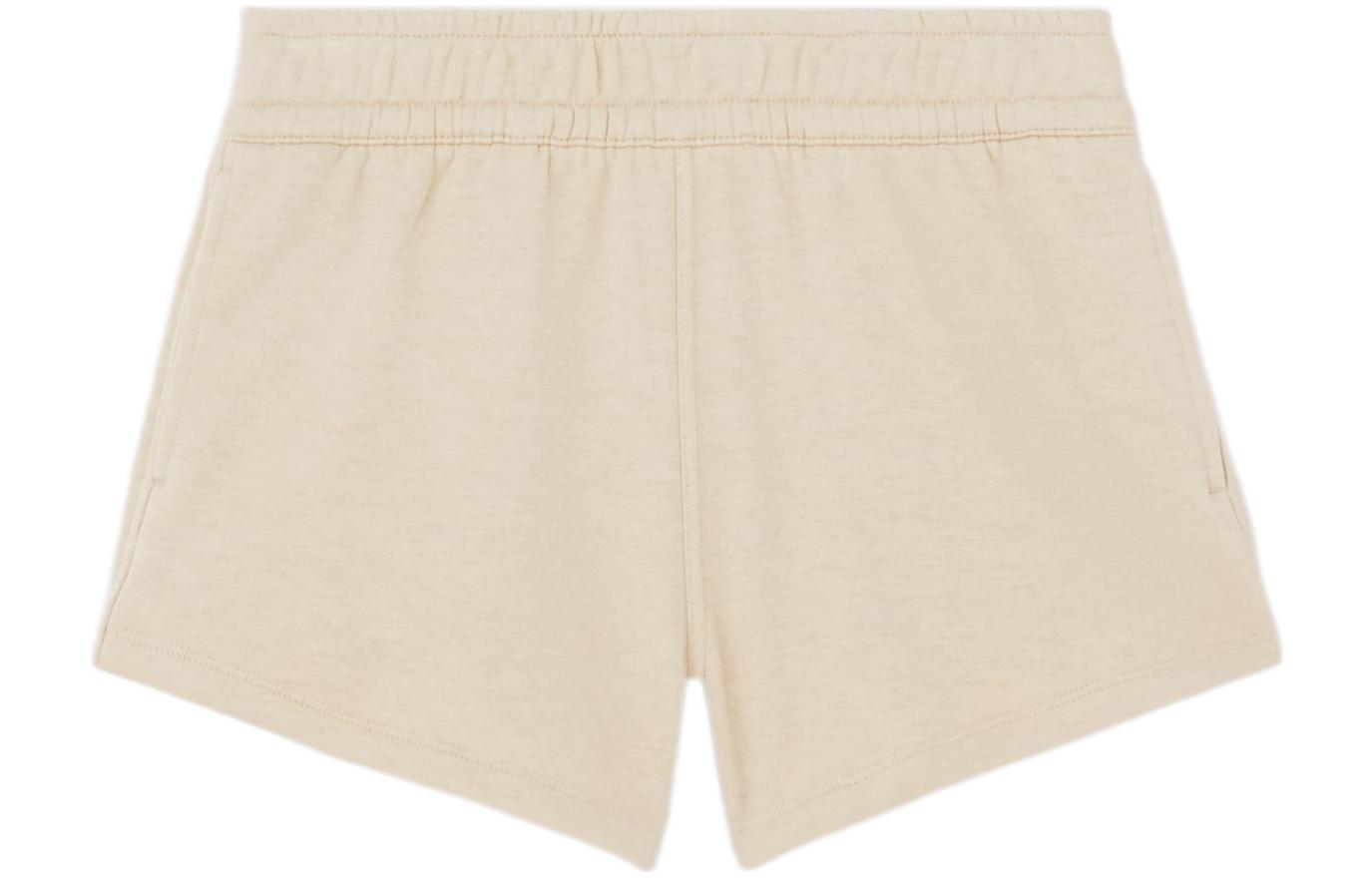 (Women) Burberry SS22  Solid Color Shorts with Embroidered Logo in Soft Taupe. 80521181