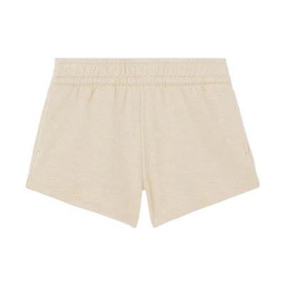 (Women) Burberry SS22 Solid Color Shorts with Embroidered Logo in Soft Taupe. 80521181