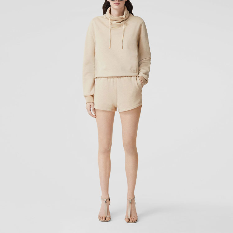 Lookbook (Women) Burberry SS22  Solid Color Shorts with Embroidered Logo in Soft Taupe. 80521181