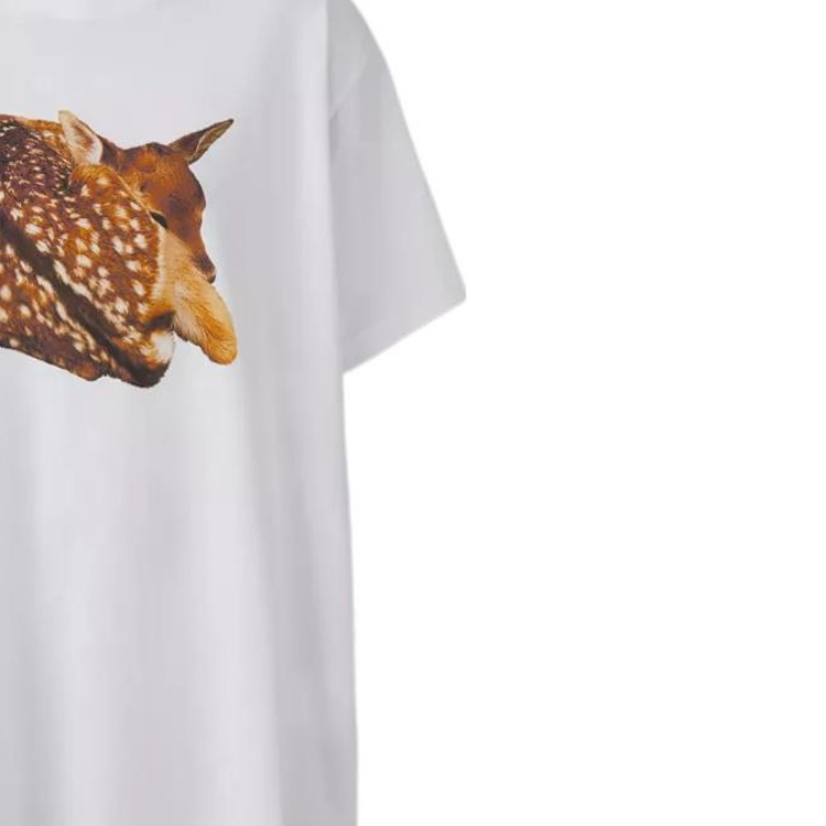 (Women) Burberry SS22  White Deer Print Crew Neck Casual T-Shirt. 80560431 圖 7