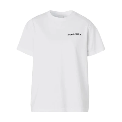 (Women) Burberry SS22 White Logo T-Shirt Short Sleeve Plain Design. 80571091