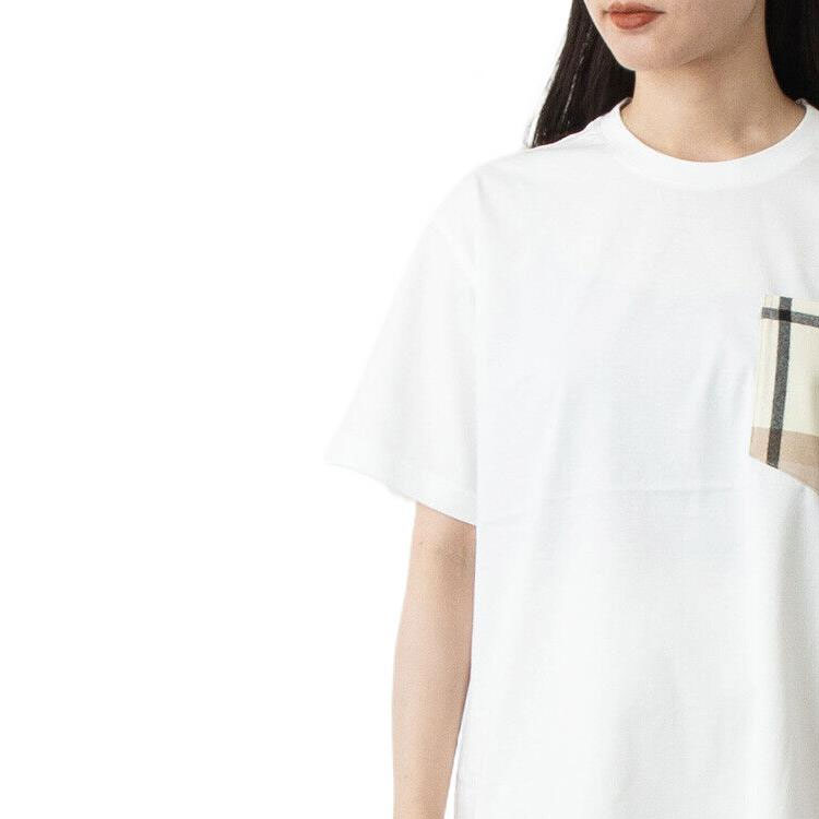 (Women) Burberry SS22  White Loose Fit Check Pocket Cotton T-Shirt. 80559041 圖 7