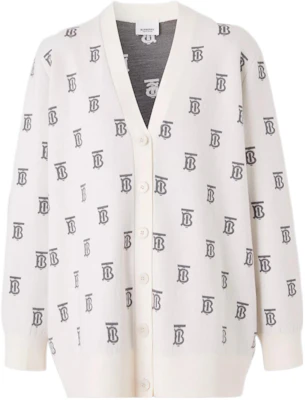 (Women) Burberry SS22 White V-Neck Letter Print Long Sleeve Knit Sweater 80571601 Order (Women) Burberry SS22 White V-Neck Letter Print Long Sleeve Knit Sweater 80571601