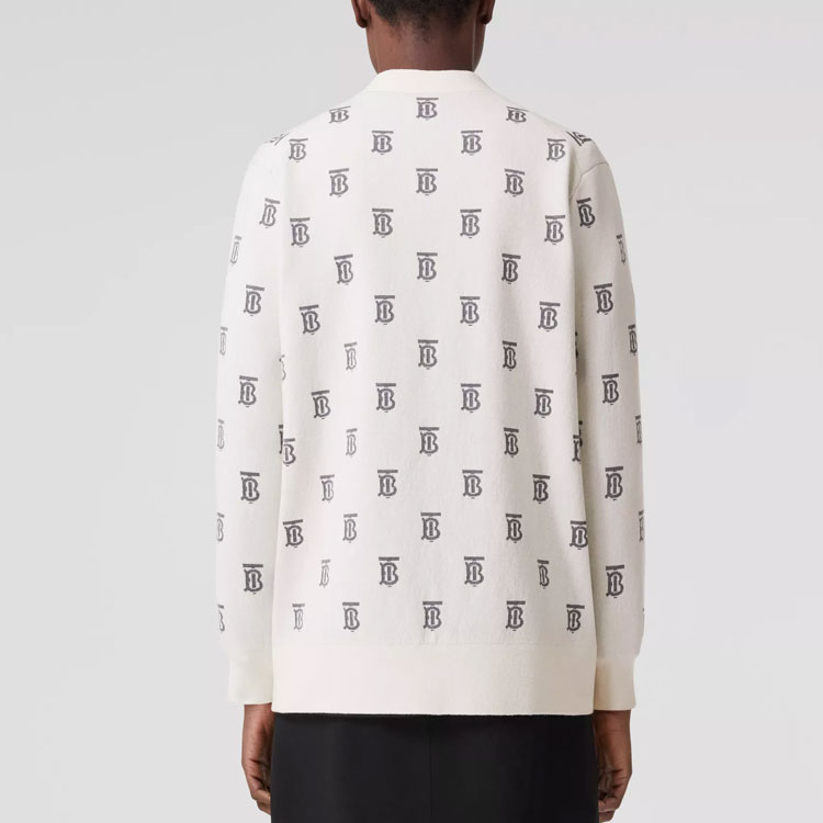 (Women) Burberry SS22  White V-Neck Letter Print Long Sleeve Knit Sweater 80571601 圖 5