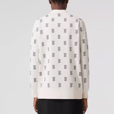 (Women) Burberry SS22 White V-Neck Letter Print Long Sleeve Knit Sweater 80571601 Purchase (Women) Burberry SS22 White V-Neck Letter Print Long Sleeve Knit Sweater 80571601