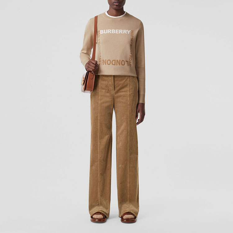 Lookbook (W) Burberry SS22 黃棕色毛織套頭毛衣 羊毛提花徽標設計 80571591