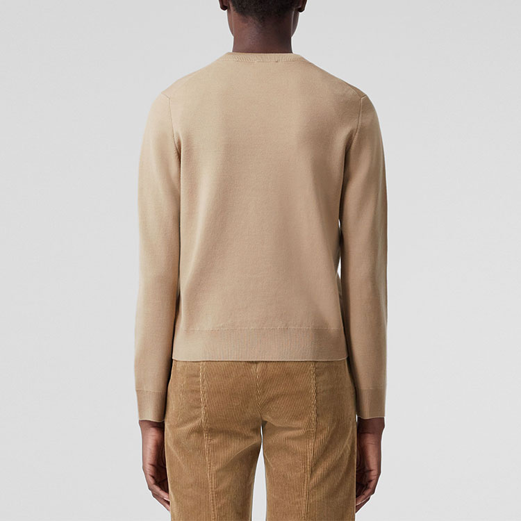 Shop (W) Burberry SS22 黃棕色毛織套頭毛衣 羊毛提花徽標設計 80571591