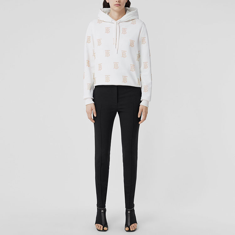 (Women) Burberry SS22 Allover Letter Print Hoodie  White. 80521251 圖 3