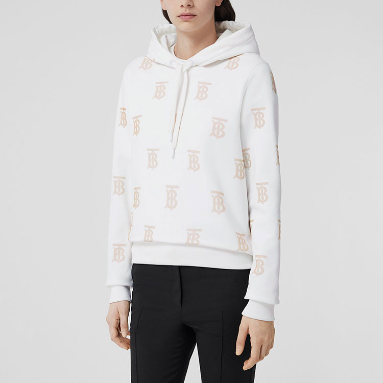 (Women) Burberry SS22 Allover Letter Print Hoodie  White. 80521251 圖 4