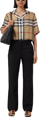 (W) Burberry SS22 米色全版格紋短袖襯衫 女款 80527491 Lookbook (W) Burberry SS22 米色全版格紋短袖襯衫 女款 80527491