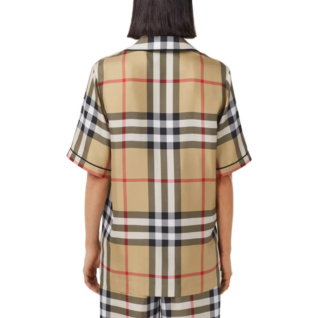 Purchase (W) Burberry SS22 米色全版格紋短袖襯衫 女款 80527491