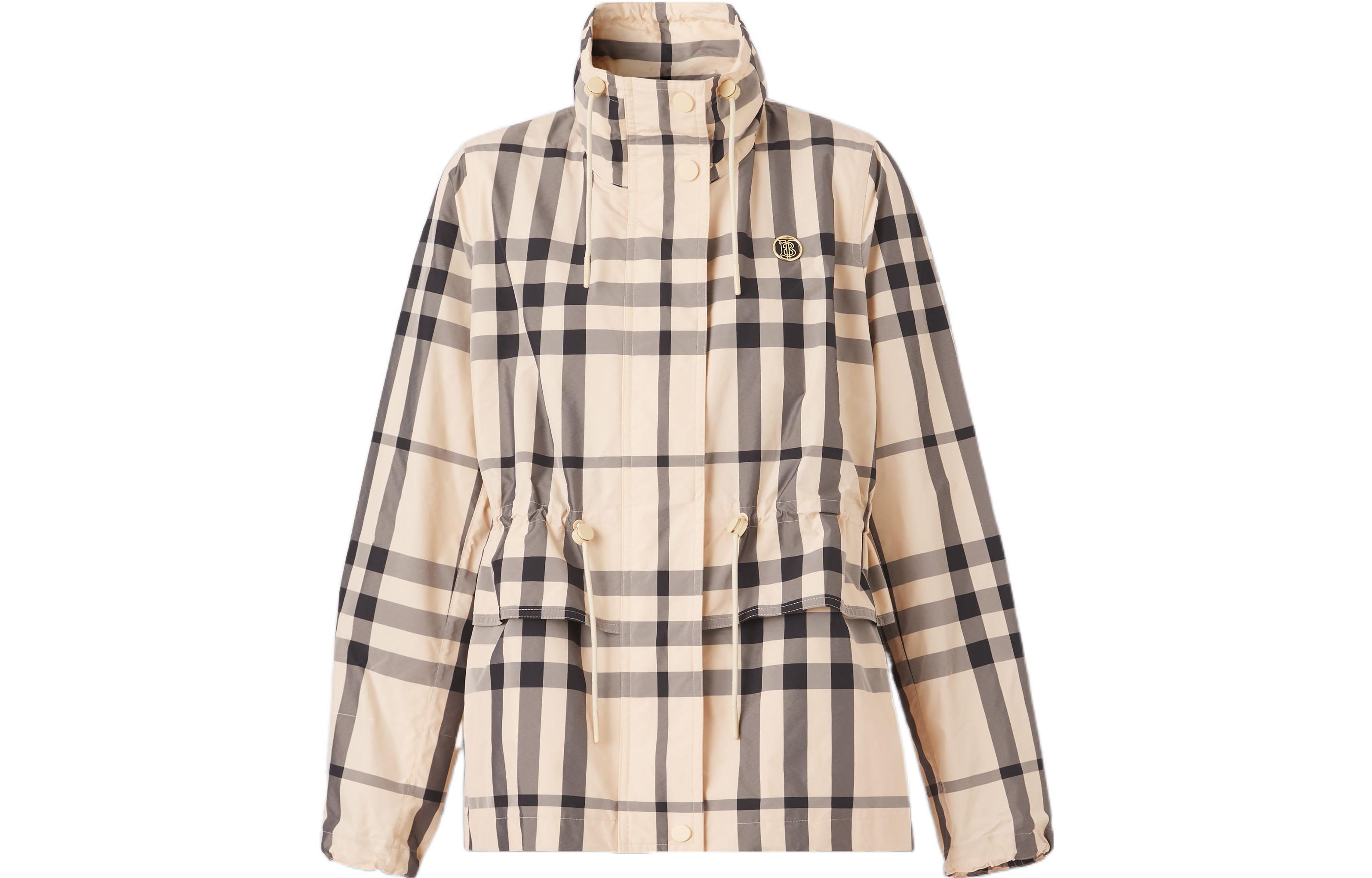 (Women) Burberry SS22 Beige Plaid Loose-Fit Long-Sleeve Jacket for Women. 80526051