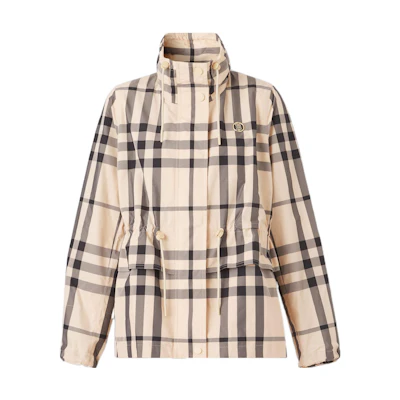 (Women) Burberry SS22 Beige Plaid Loose-Fit Long-Sleeve Jacket for Women. 80526051