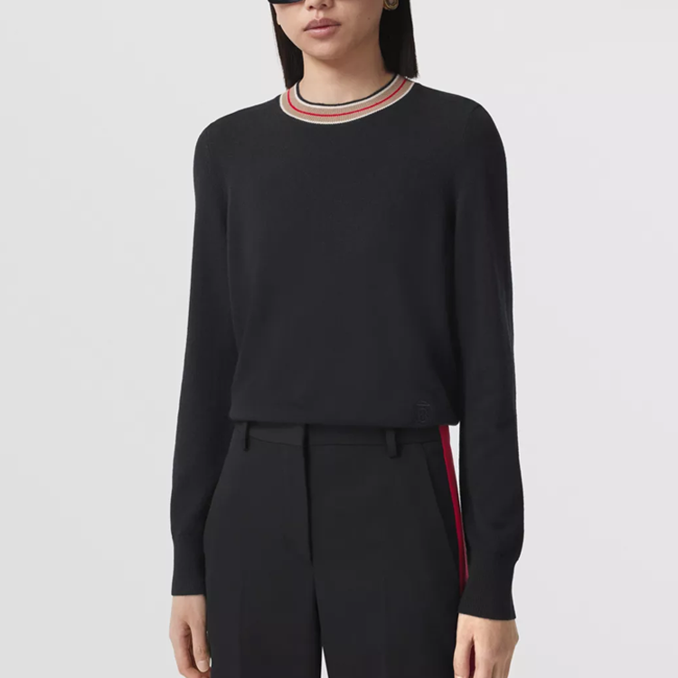(Women) Burberry SS22 Black Striped Cashmere Crewneck Sweater. 80484281 圖 3