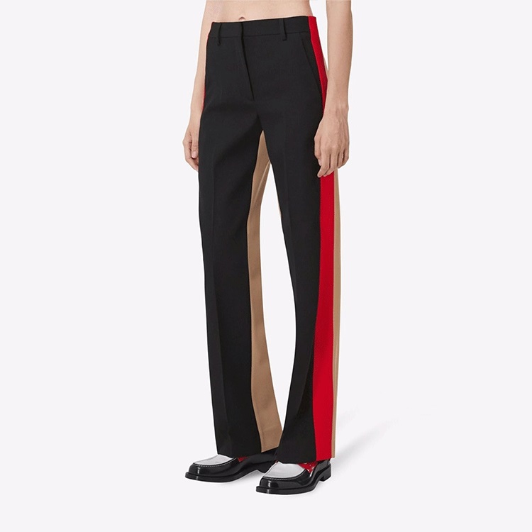 Details for (W) Celana Panjang Lurus Patchwork Wol Hitam Burberry SS22. 80486491