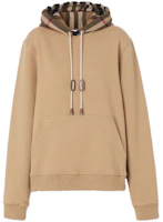 (Women) Burberry SS22 Check Cotton Loose Fit Hoodie in Camel 80577281 (Women) Burberry SS22 Check Cotton Loose Fit Hoodie in Camel 80577281