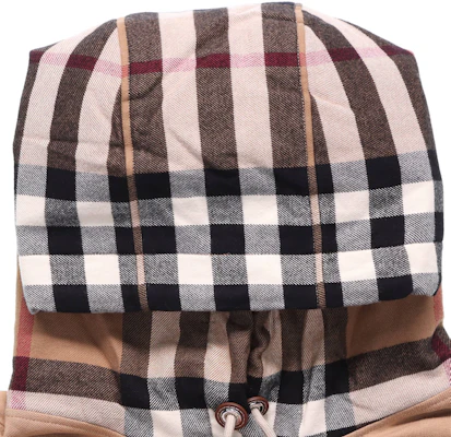 (W) 버버리 SS22 체크 코튼 루즈핏 후디 카멜 80577281 Details for (W) 버버리 SS22 체크 코튼 루즈핏 후디 카멜 80577281