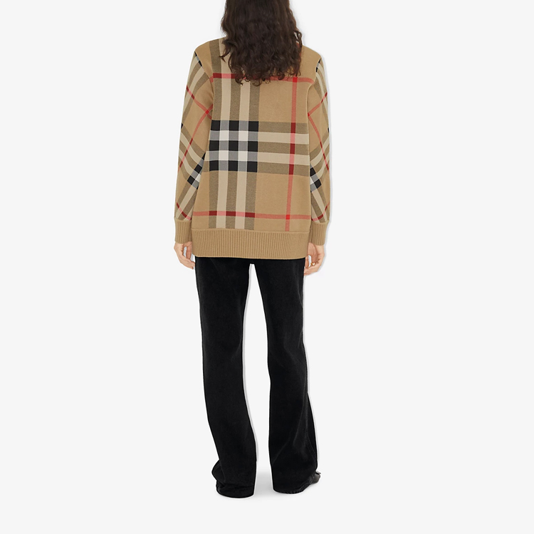 Purchase (W) バーバリー SS22 チェック ジャカード Vネック カーディガン ベージュ セーター 80391531