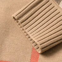 Cheap (W) Burberry 2022春夏格紋提花V領卡迪根米色毛衣 80391531