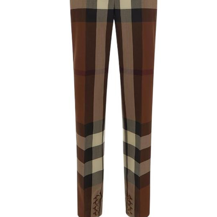 Details for (W) 버버리 SS22 체크 울 캐주얼 바지 브라운 80505561