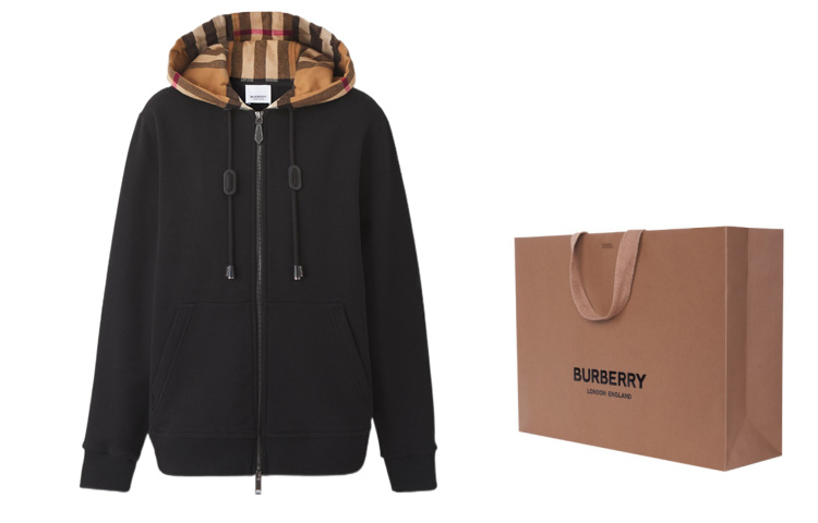 (Women) Burberry SS22 Checkered Cotton Hoodie  Black 80558681 圖 3