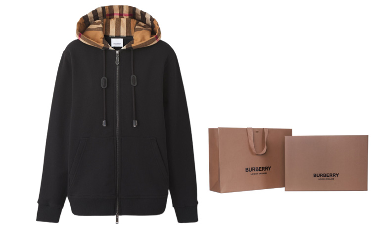 (Women) Burberry SS22 Checkered Cotton Hoodie  Black 80558681 圖 4