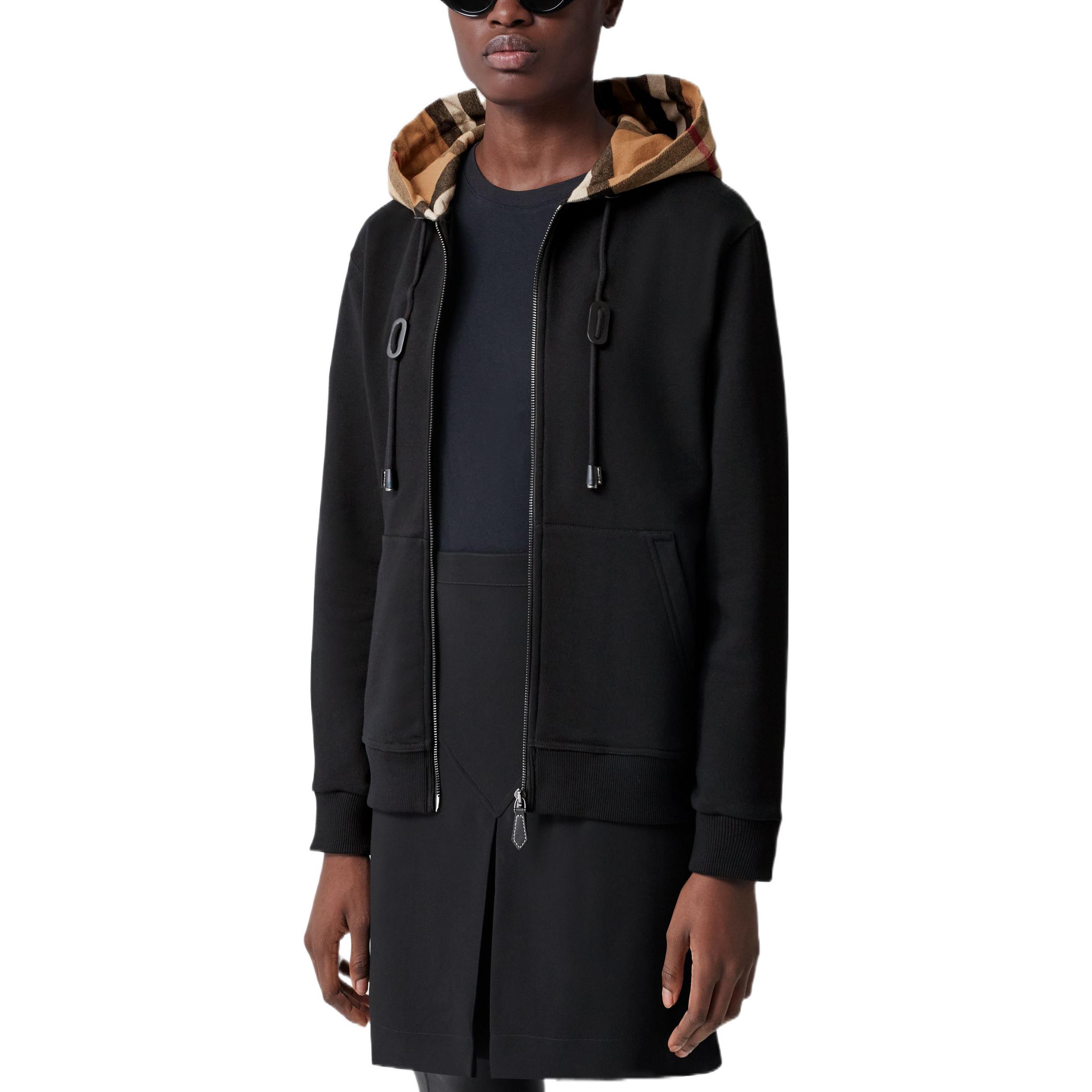 (Women) Burberry SS22 Checkered Cotton Hoodie  Black 80558681 圖 7