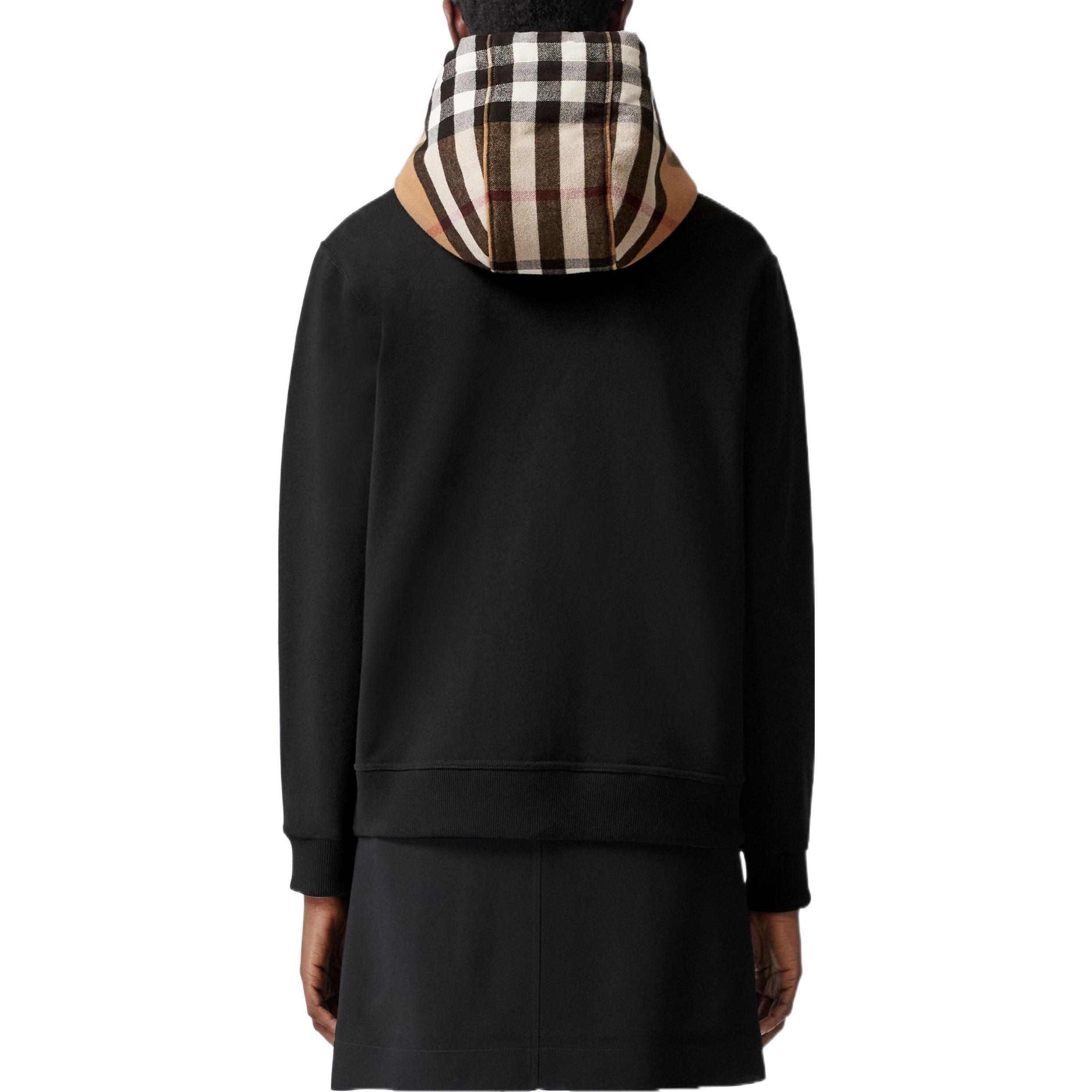(Women) Burberry SS22 Checkered Cotton Hoodie  Black 80558681 圖 8