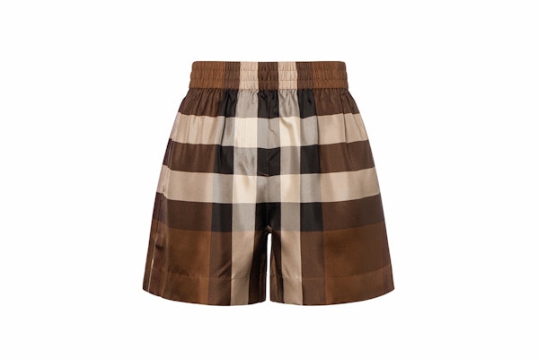 (W) Burberry SS22 拼色格紋高腰休閒短褲 女款 棕色 80510951 Buy (W) Burberry SS22 拼色格紋高腰休閒短褲 女款 棕色 80510951