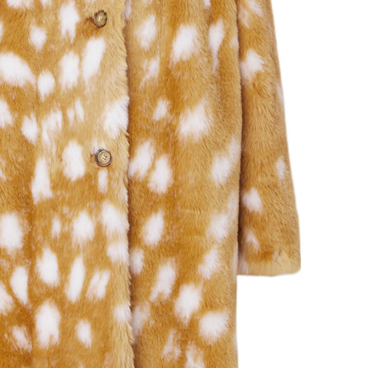 (Women) Burberry SS22 Deer Print Collared Long-Sleeve Fur Jacket Women Honey Beige 80492711 圖 7