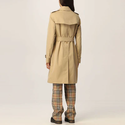 (Women) Burberry SS22 Double-Breasted Mid-Length Trench Coat Khaki 80457741 Details for (Women) Burberry SS22 Double-Breasted Mid-Length Trench Coat Khaki 80457741
