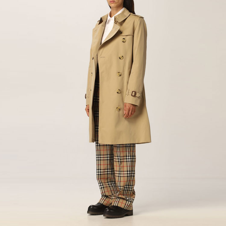 Sizing (Women) Burberry SS22 Double-Breasted Mid-Length Trench Coat Khaki 80457741