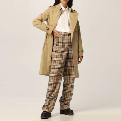 (Women) Burberry SS22 Double-Breasted Mid-Length Trench Coat Khaki 80457741 Cheap (Women) Burberry SS22 Double-Breasted Mid-Length Trench Coat Khaki 80457741