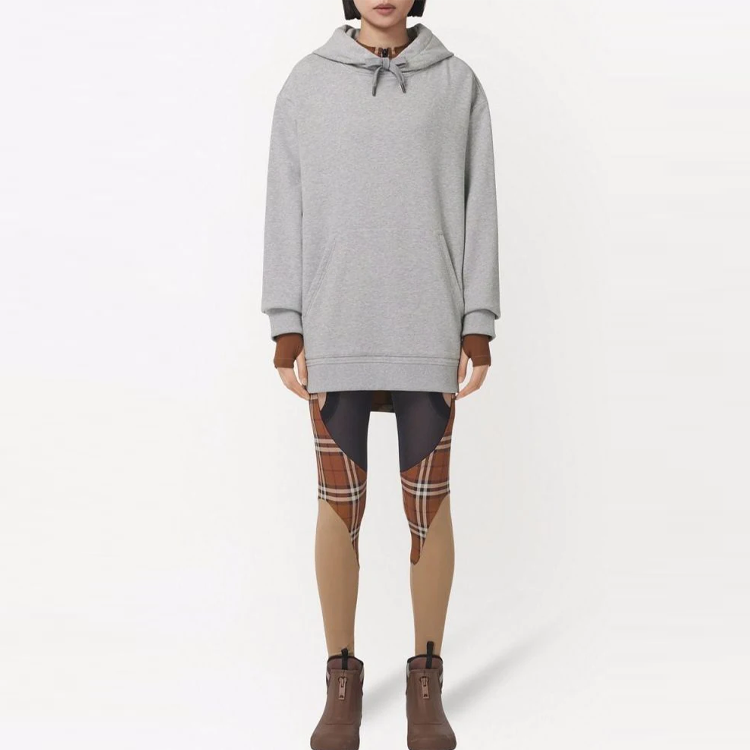 (Women) Burberry SS22 Grey Check Patchwork Hoodie Long Sleeve Relaxed Fit. 80489241 圖 3