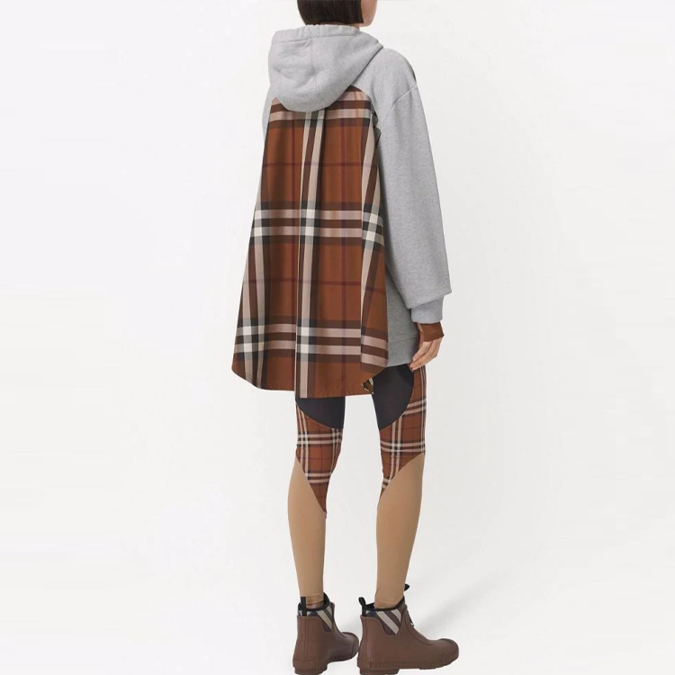 (Women) Burberry SS22 Grey Check Patchwork Hoodie Long Sleeve Relaxed Fit. 80489241 圖 4