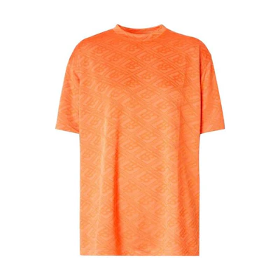 (Women) Burberry SS22 Jacquard Pattern Oversized Orange T-Shirt for Women 80302711