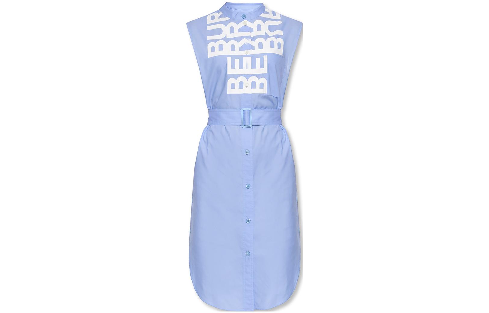 (Women) Burberry SS22 Light Blue Sleeveless Shirt Dress for Women 80525471