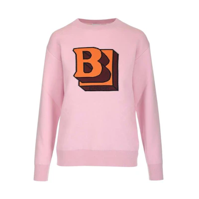 (Women) Burberry SS22 Logo Jacquard Crewneck Pullover Sweater Pink 80484631