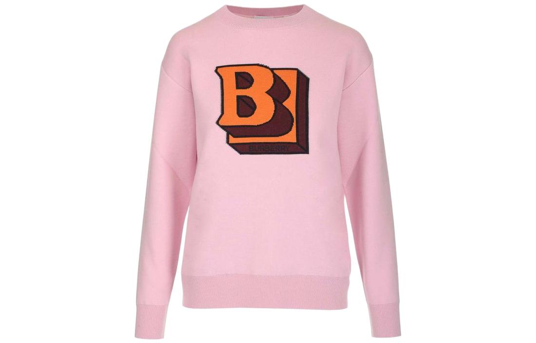 Order (Women) Burberry SS22 Logo Jacquard Crewneck Pullover Sweater  Pink 80484631
