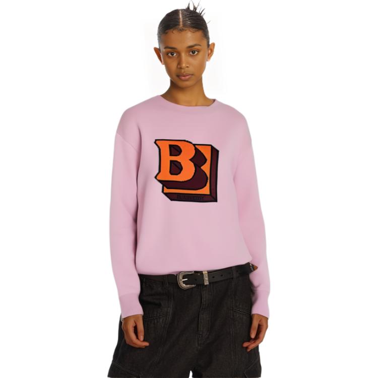 Details for (Women) Burberry SS22 Logo Jacquard Crewneck Pullover Sweater  Pink 80484631
