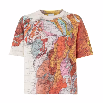 (Women) Burberry SS22 Map Print Crew Neck Short Sleeve T-Shirt Women Multicolor 80556221