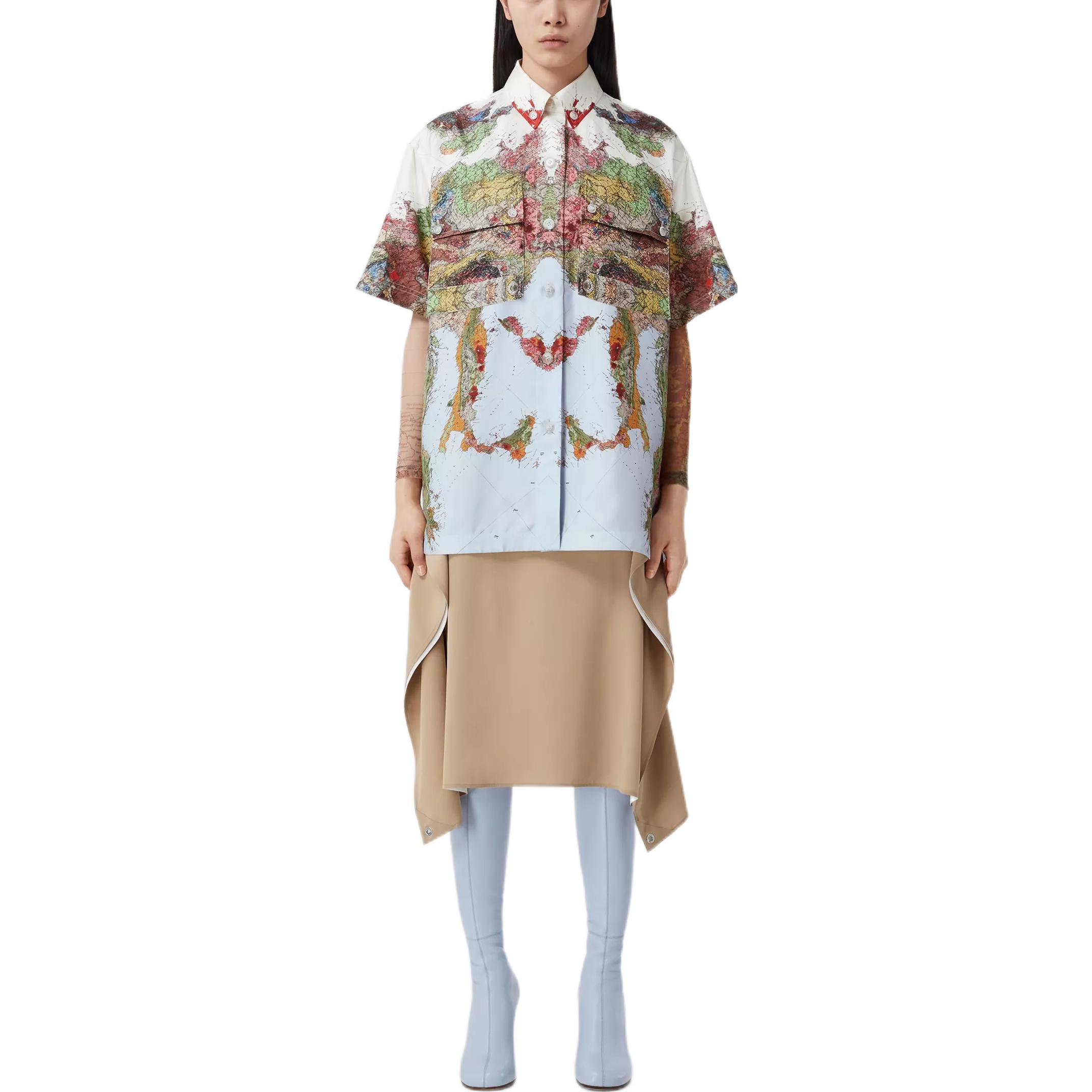 (Women) Burberry SS22 Map Print Silk Shirt  Multicolor. 80556251 圖 3