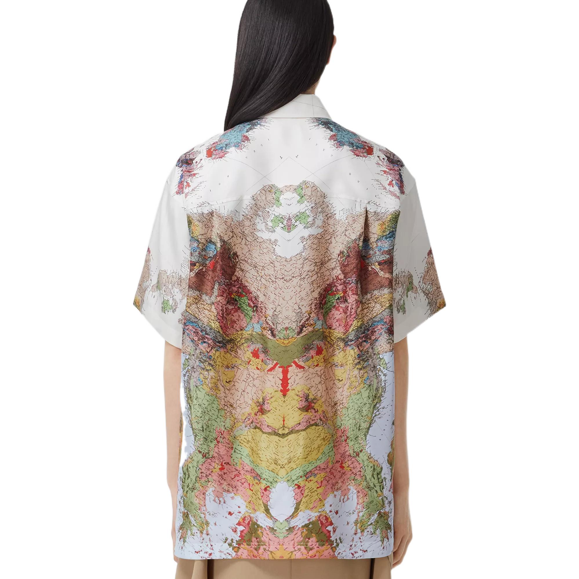 (Women) Burberry SS22 Map Print Silk Shirt  Multicolor. 80556251 圖 4