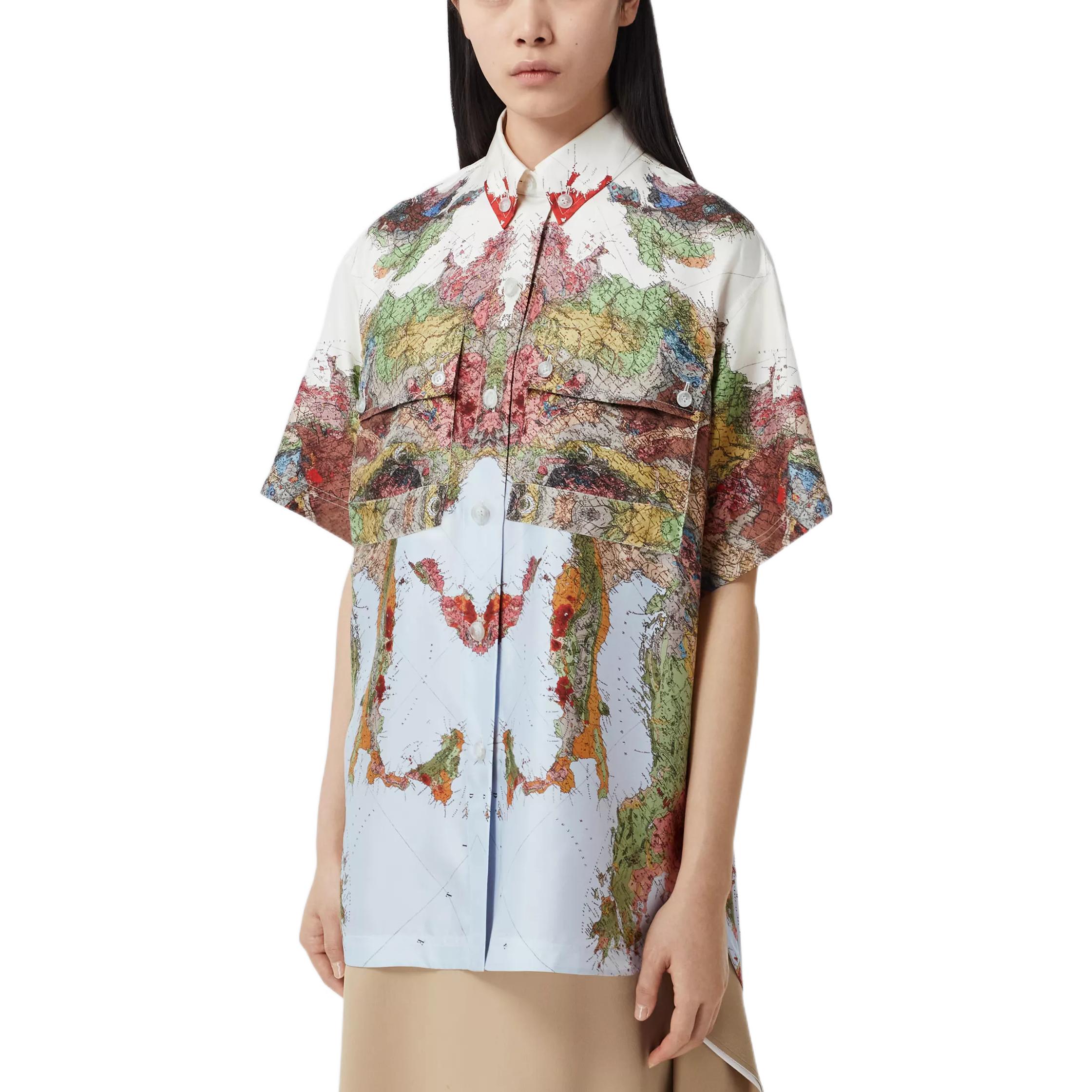 (Women) Burberry SS22 Map Print Silk Shirt  Multicolor. 80556251 圖 5