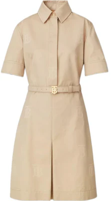 (W) Burberry SS22 Vestido Cinturón Monograma Mujer Marrón Suave Manga Corta. 80520141 Buy (W) Burberry SS22 Vestido Cinturón Monograma Mujer Marrón Suave Manga Corta. 80520141