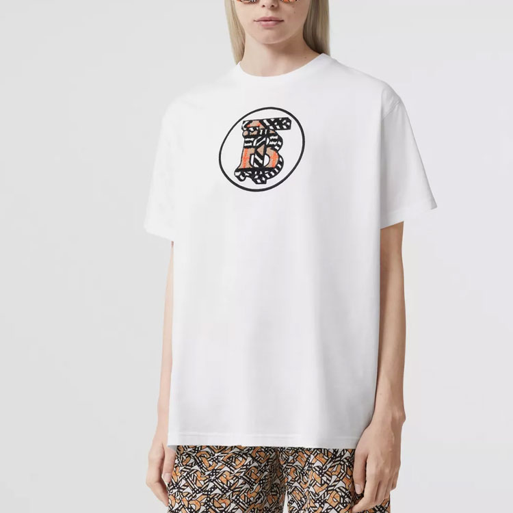 (Women) Burberry SS22 Oversized Interlocking Logo T-Shirt  White 80559071 圖 5
