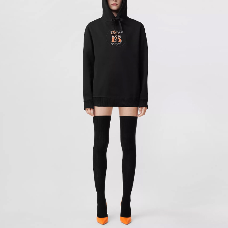 Lookbook (Women) Burberry SS22 Oversized Monogram Hoodie  Black Long-Sleeve Pullover 80573131