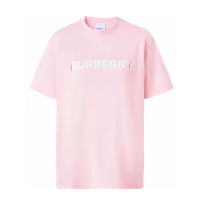 (Women) Burberry SS22 Pink Logo Print Casual Crewneck Regular T-Shirt for Women. 80526491